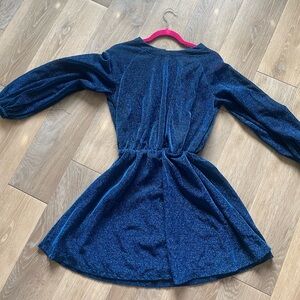 Vintage blue glittery dress with open slit in back